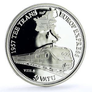 Vanuatu 50 vatu Trains Railways Tee Trans Europe Express Locomotive Ag coin 2011