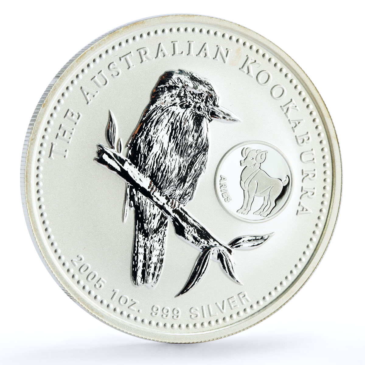 Australia 1 dollar Kookaburra Bird Zodiac Signs Aries silver coin 2005