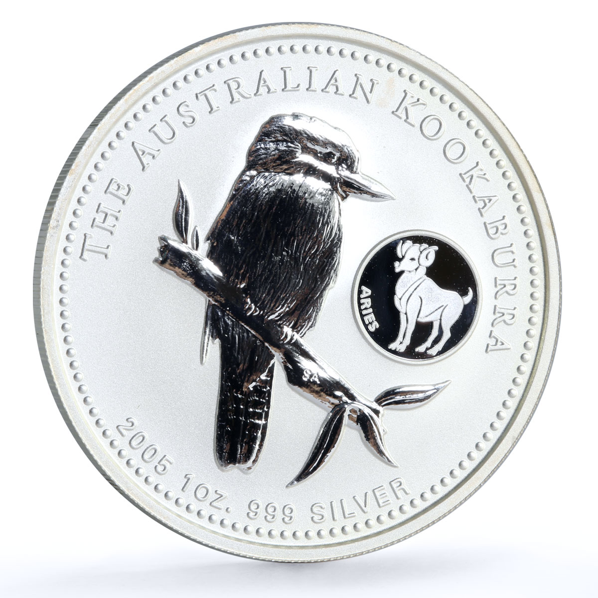 Australia 1 dollar Kookaburra Bird Zodiac Signs Aries silver coin 2005