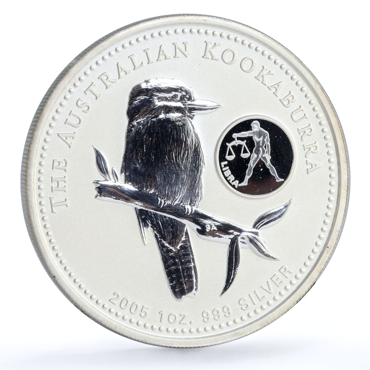 Australia 1 dollar Kookaburra Bird Zodiac Signs Libra silver coin 2005