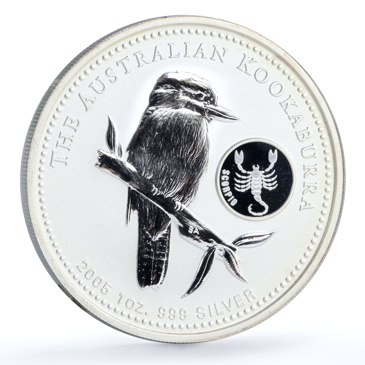 Australia 1 dollar Kookaburra Bird Zodiac Signs Scorpio silver coin 2005