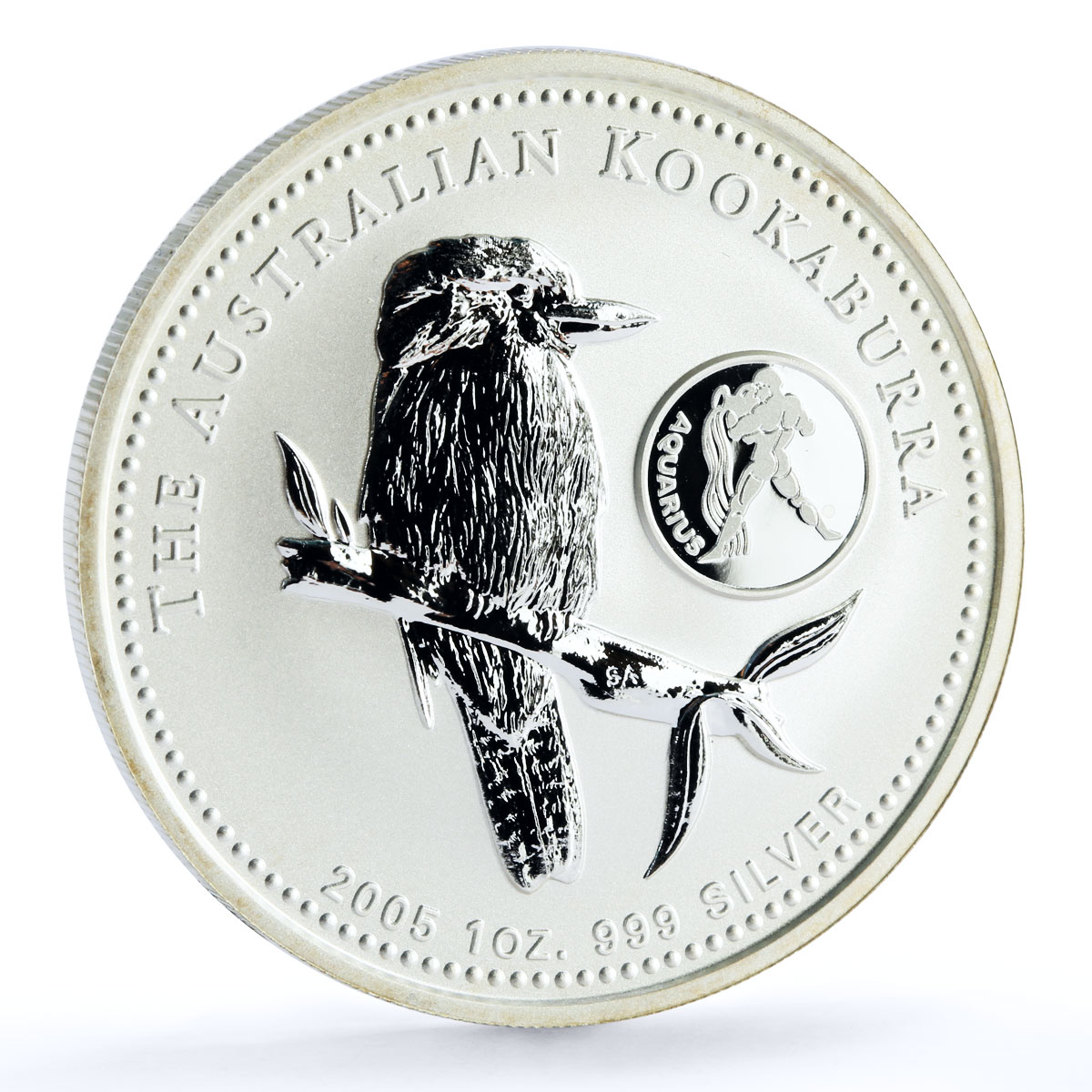 Australia 1 dollar Kookaburra Bird Zodiac Signs Aquarius silver coin 2005