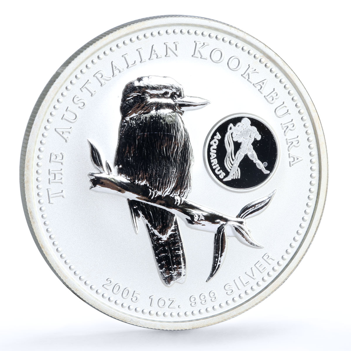 Australia 1 dollar Kookaburra Bird Zodiac Signs Aquarius silver coin 2005