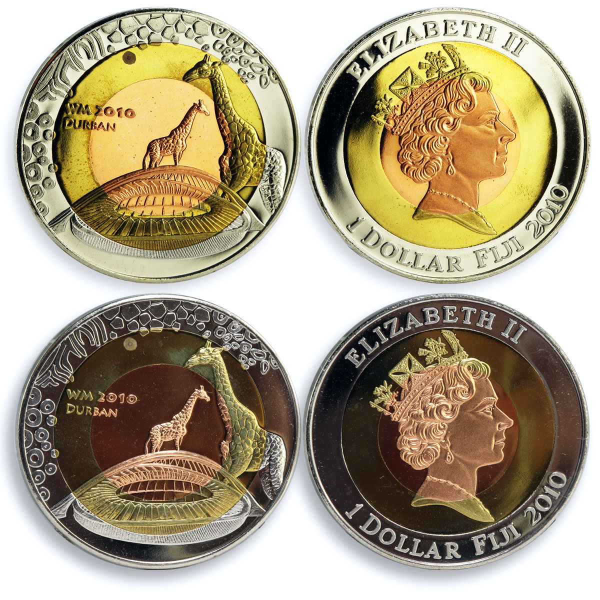 Fiji set of 10 coins World Soccer Football African Wildlife CuNiMSNi coins 2010