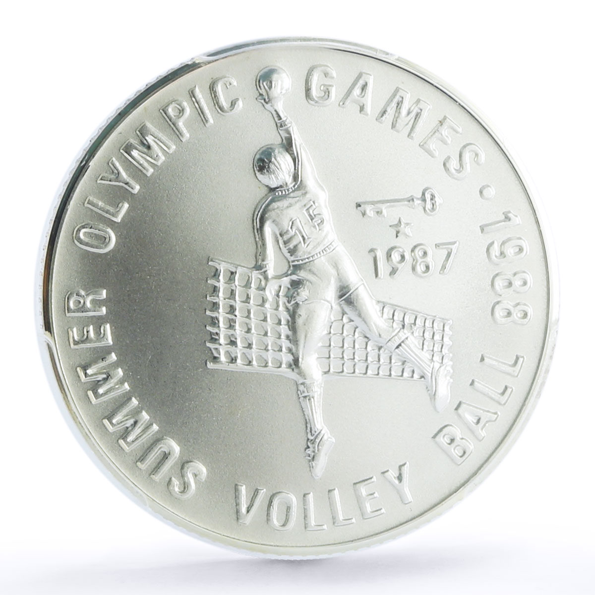 Afghanistan 500 Afg 1988 Summer Olympics Volleyball MS69 PCGS silver coin 1987