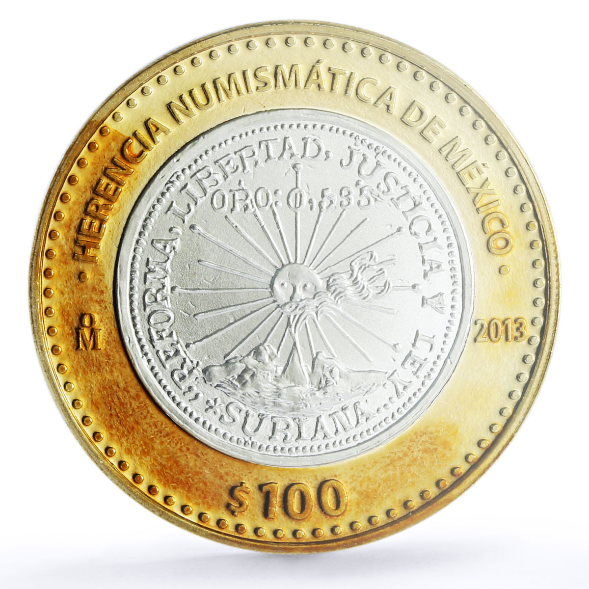 Mexico 100 pesos 1915 Suriana Guerrero Zapatista Coin PL69 PCGS bimetal 2013