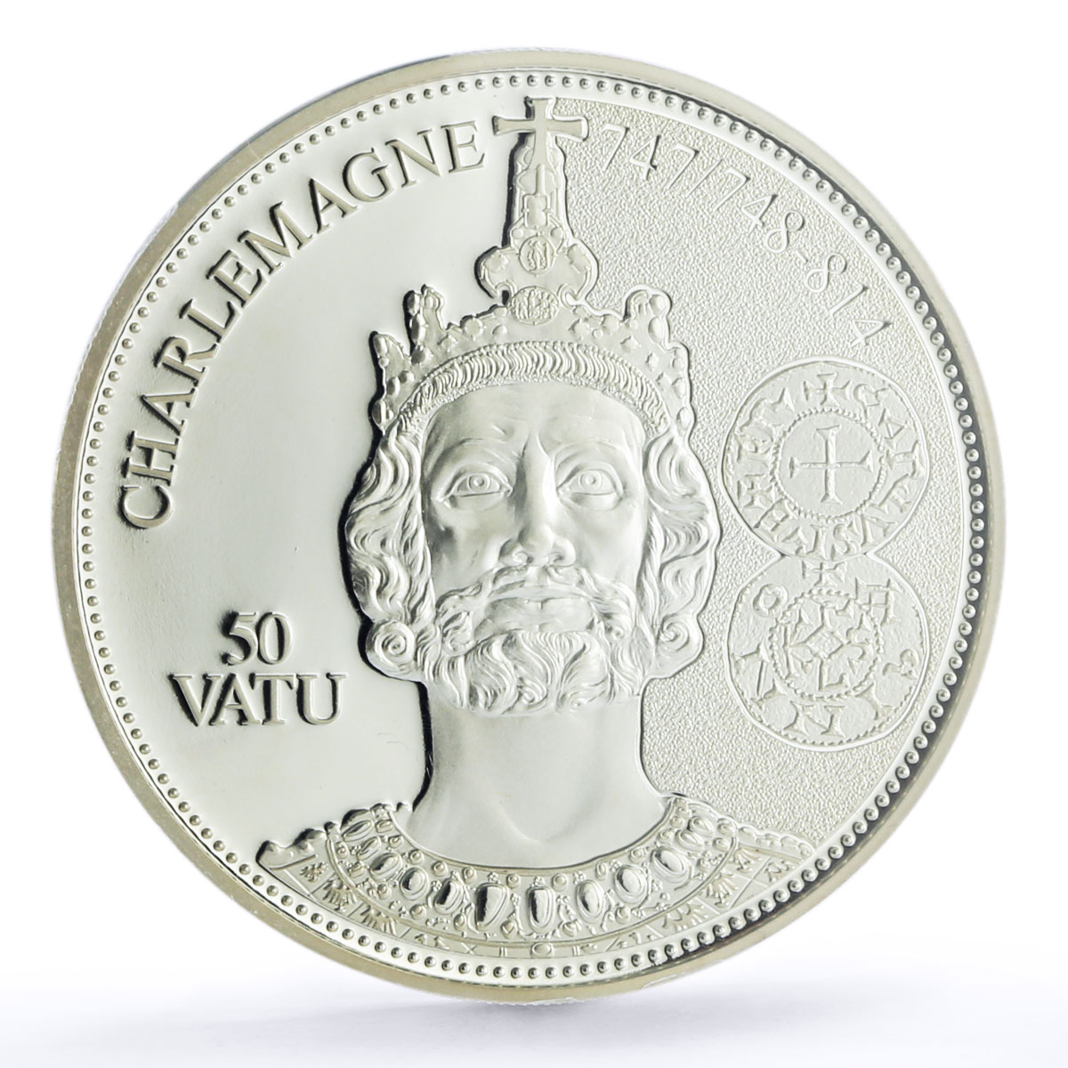 Vanuatu 50 vatu 1200 Anniversary Death of Charlemagne PR70 PCGS silver coin 2014