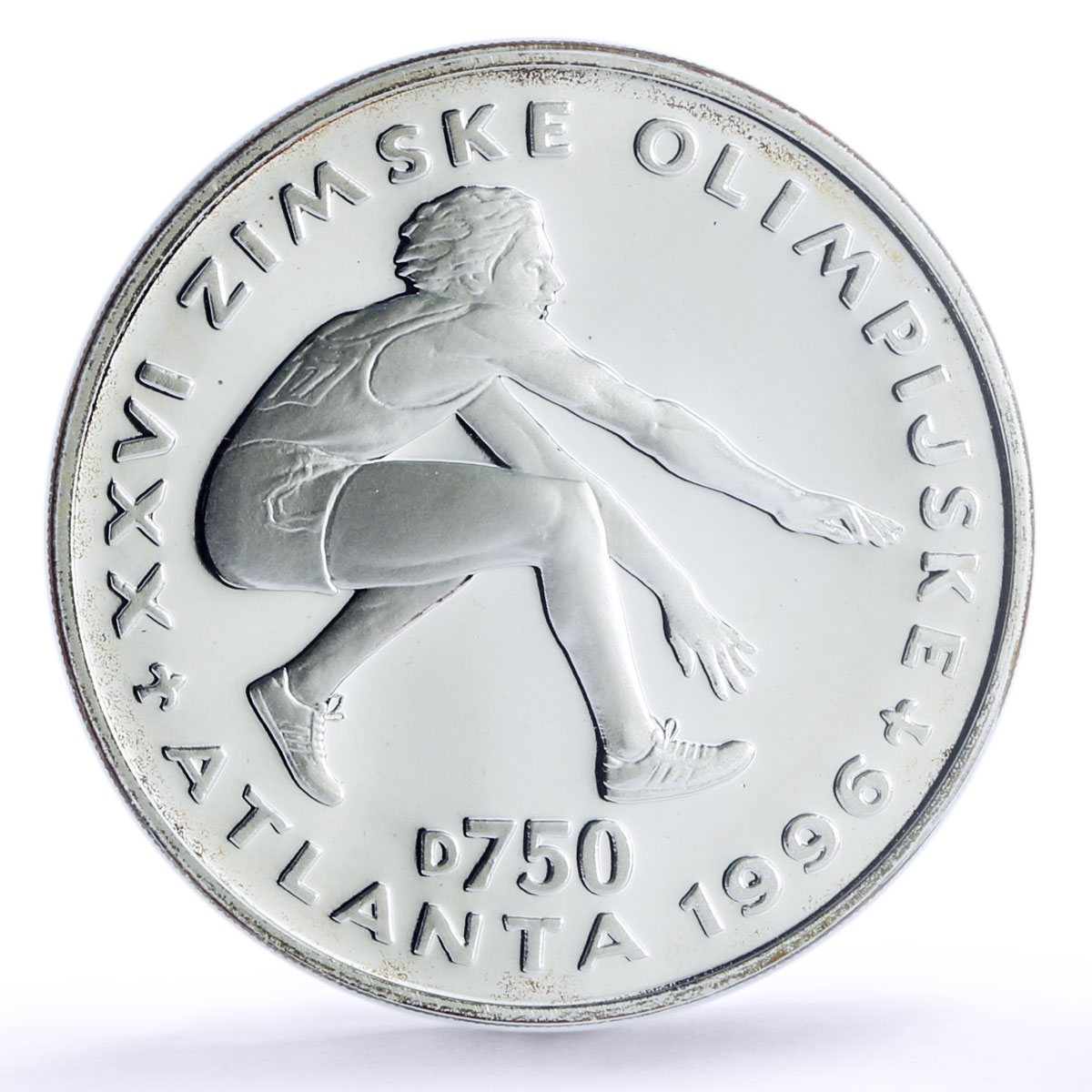 Bosnia and Herzegovina 750 Dinara Olympic Long Jumper PR69 PCGS silver coin 1996