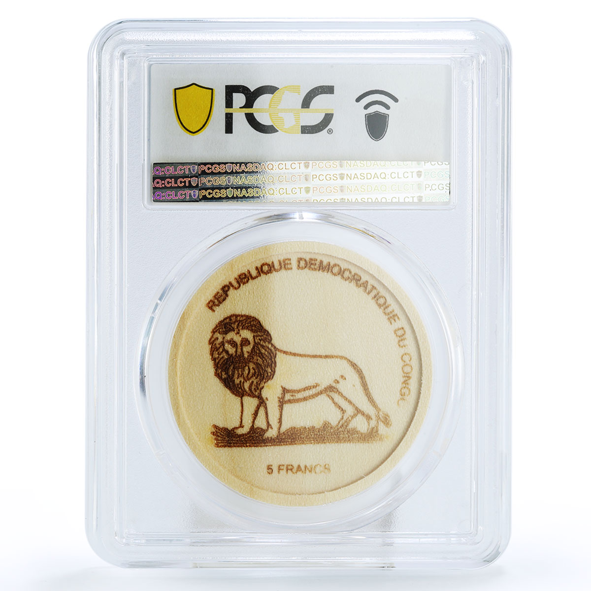 Congo 5 francs Wildlife Protection Gorilla Fauna MS70 PCGS wood coin 2005