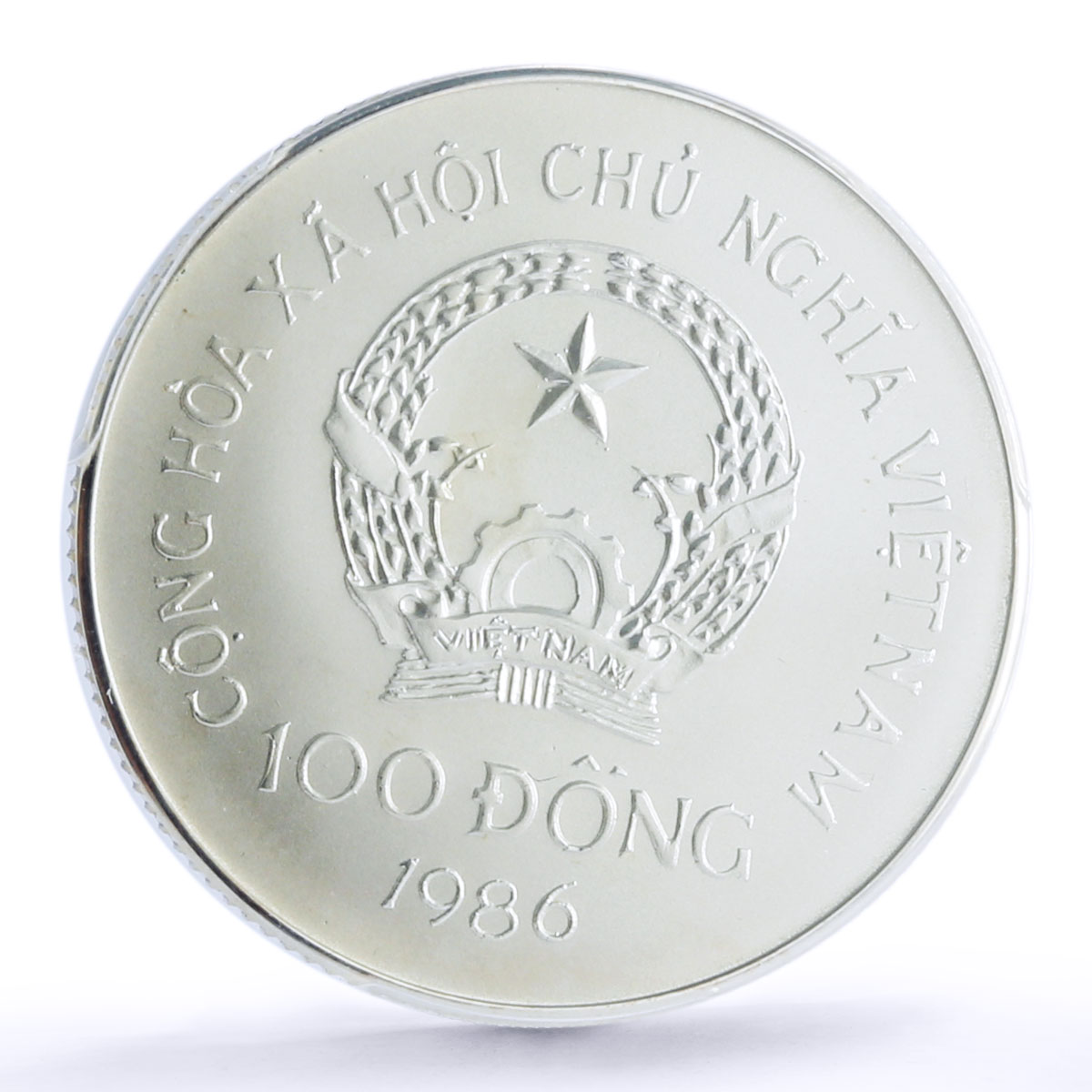 Vietnam 100 dong Vietnamese Historic series Junk Ship MS69 PCGS silver coin 1986