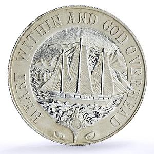 Sealand 10 dollars Ship Clipper Princess Joan I Head Facing silver coin 1972