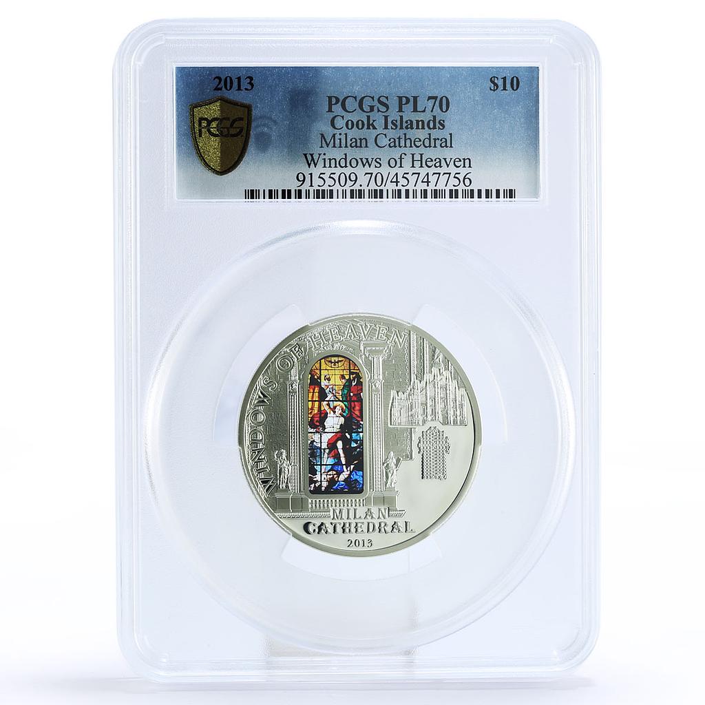 Cook Islands 10 dollars Windows Heaven Milan Cathedral PL70 PCGS Ag coin 2013