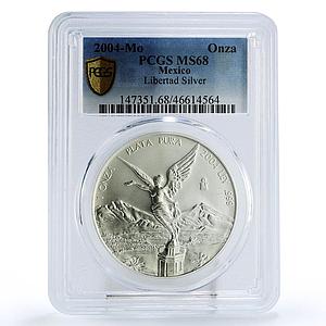 Mexico 1 onza Libertad Angel of Independence MS68 PCGS silver coin 2004