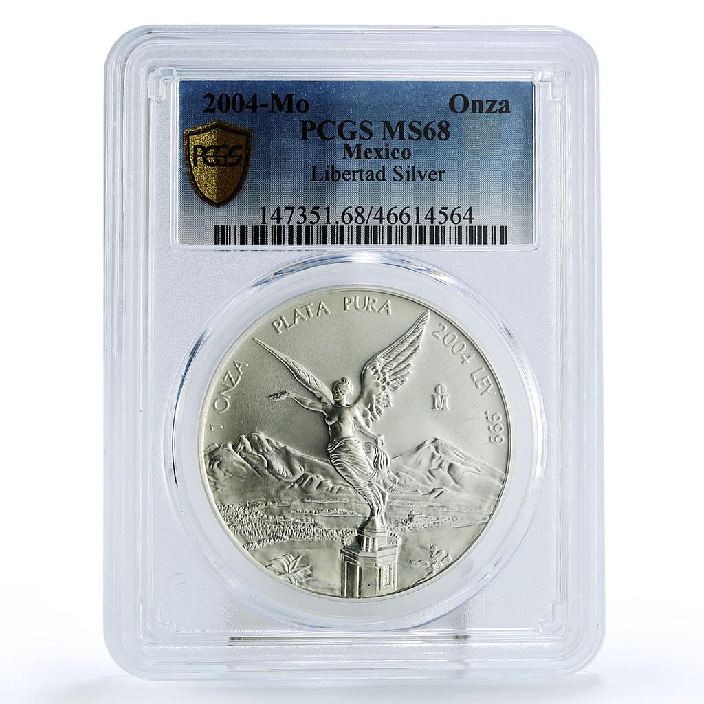 Mexico 1 onza Libertad Angel of Independence MS68 PCGS silver coin 2004