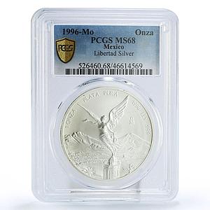 Mexico 1 onza Libertad Angel of Independence MS68 PCGS silver coin 1996