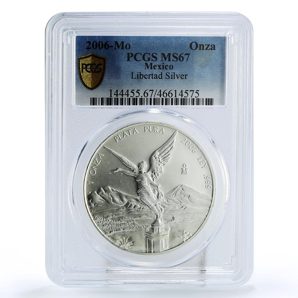 Mexico 1 onza Libertad Angel of Independence MS67 PCGS silver coin 2006