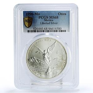 Mexico 1 onza Libertad Angel of Independence MS68 PCGS silver coin 1996