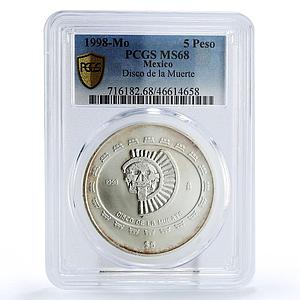 Mexico 5 pesos Disco de La Muerte Disc of Death MS68 PCGS silver coin 1998