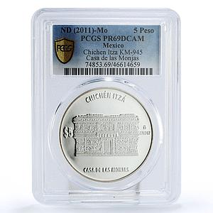 Mexico 5 pesos Chichen Itza Casa de las Monjas PR69 PCGS silver coin 2012