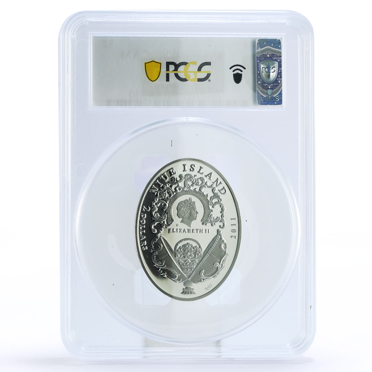 Niue 2 dollars Imperial Faberge Eggs Pansies Egg Art PR70 PCGS silver coin 2011