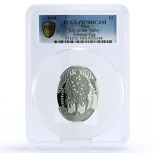 Niue 2 dollars Faberge Lily of the Valley Egg Art PR70 PCGS silver coin 2010