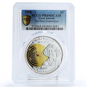 Cook Islands 5 dollars Astronomer Nicolaus Copernicus PR69 PCGS silver coin 2008