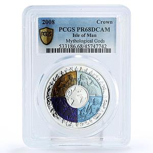 Isle of Man 1 crown Year of Earth Mythological Gods PR68 PCGS bimetal coin 2008