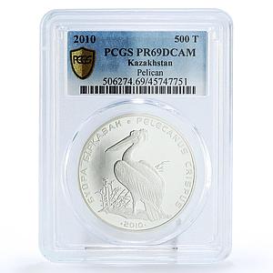 Kazakhstan 500 tenge Endangered Wildlife Pelican Bird PR69 PCGS Ag coin 2010