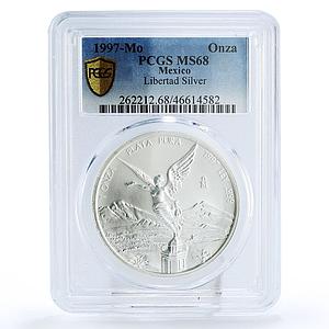 Mexico 1 onza Libertad Angel of Independence MS68 PCGS silver coin 1997