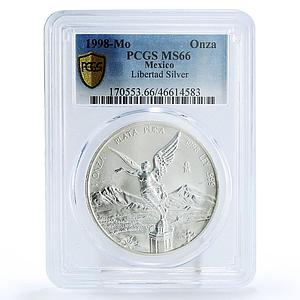 Mexico 1 onza Libertad Angel of Independence MS66 PCGS silver coin 1998