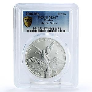 Mexico 1 onza Libertad Angel of Independence MS67 PCGS silver coin 2006