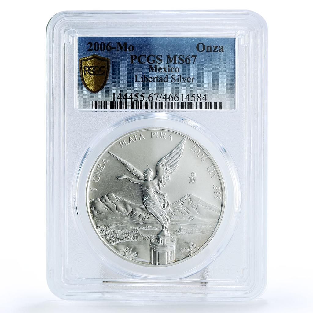 Mexico 1 onza Libertad Angel of Independence MS67 PCGS silver coin 2006