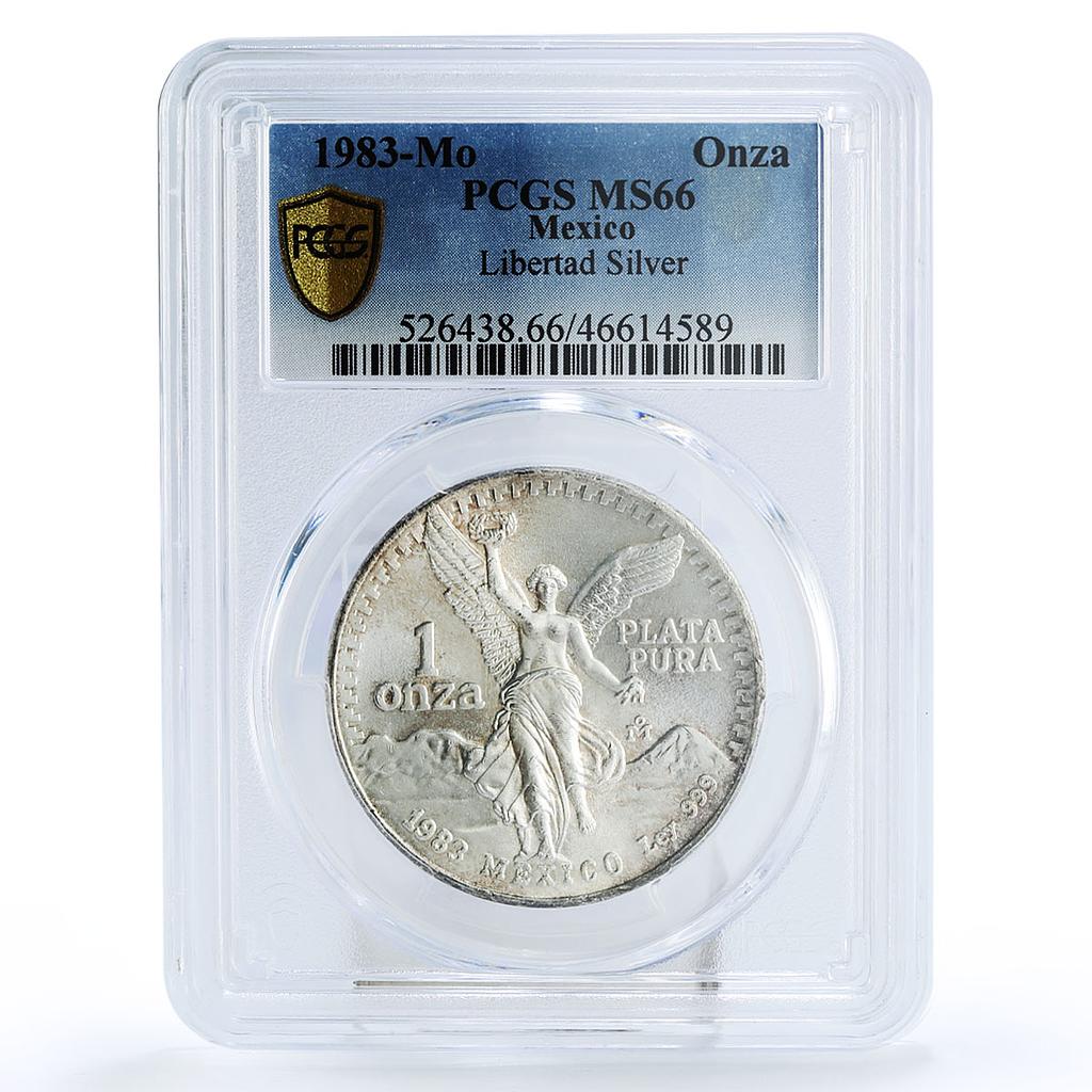 Mexico 1 onza Libertad Angel of Independence MS66 PCGS silver coin 1983
