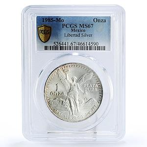 Mexico 1 onza Libertad Angel of Independence MS67 PCGS silver coin 1985