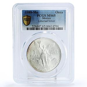 Mexico 1 onza Libertad Angel of Independence MS65 PCGS silver coin 1988