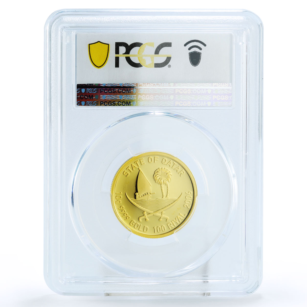 Qatar 100 riyals 15th Asian Games Khalifa Stadium Arena PR68 PCGS gold coin 2006