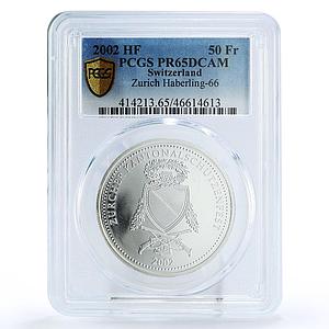 Switzerland 50 francs Shooting Festival Una and the Lion PR65 PCGS Ag coin 2002