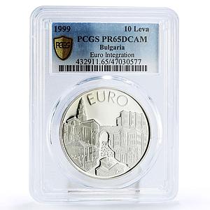 Bulgaria 10 leva Euro Integration Plovdiv City PR65 PCGS silver coin 1999