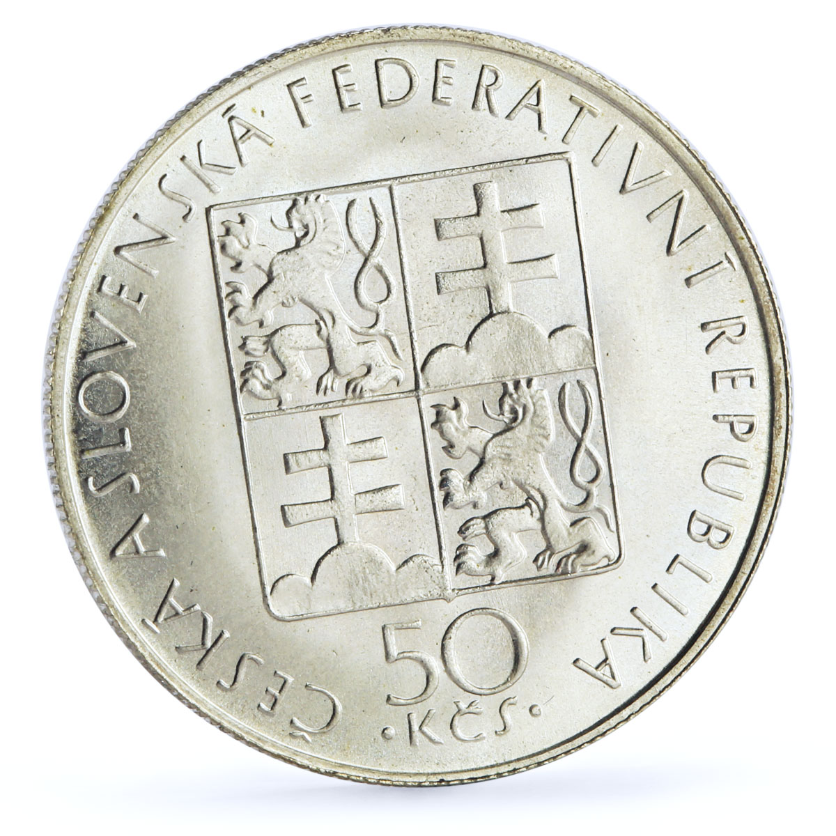 Czechoslovakia 50 korun St Agnes Religion Without Signature LK silver coin 1990