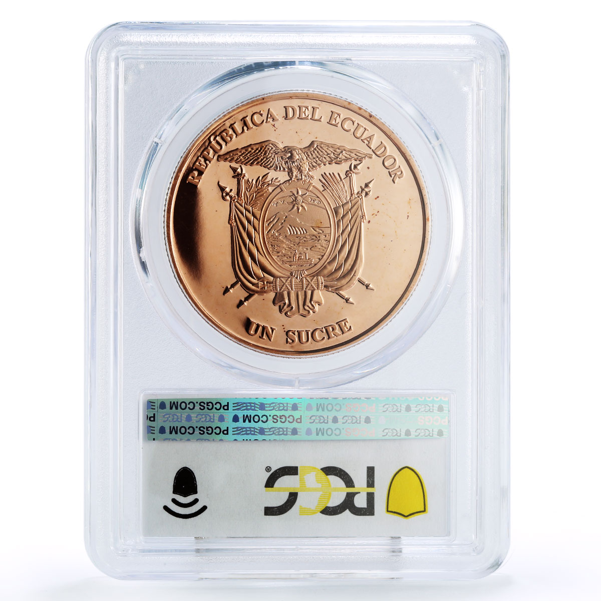 Ecuador 1 sucre 200 Years Independence Jose Antepara PR68 PCGS copper coin 2013