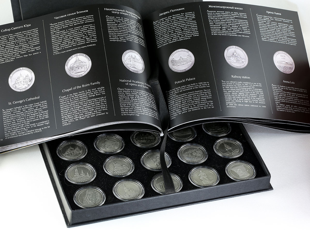 Ukraine Souvenir set of 20 medals with wide guide book Euro 2012 Regions