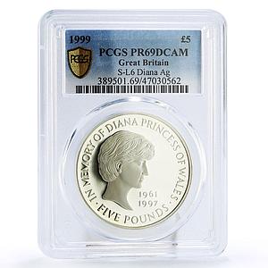 Great Britain 5 pounds In Memory of Princess Diana PR69 PCGS silver coin 1999