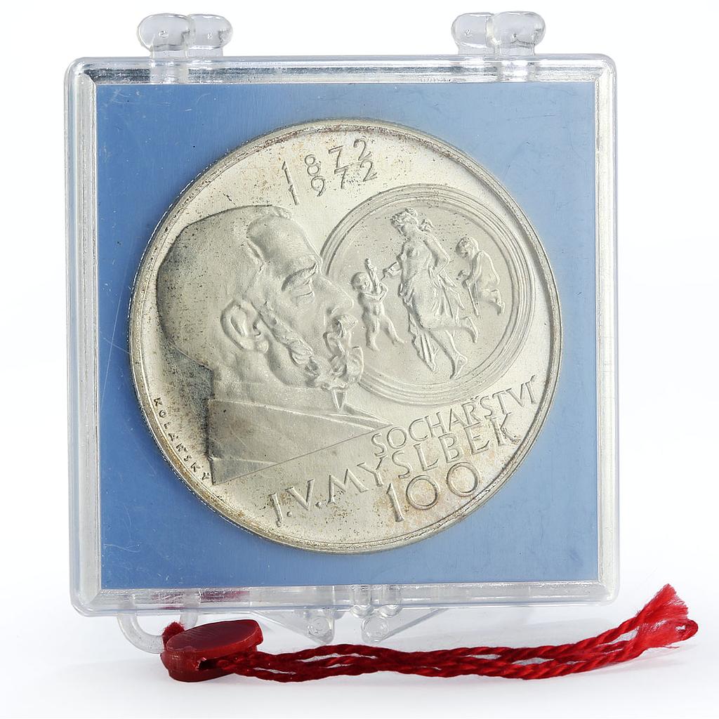 Czechoslovakia 100 Years Sculptor Josef Myslbek Art silver token medal coin 1972