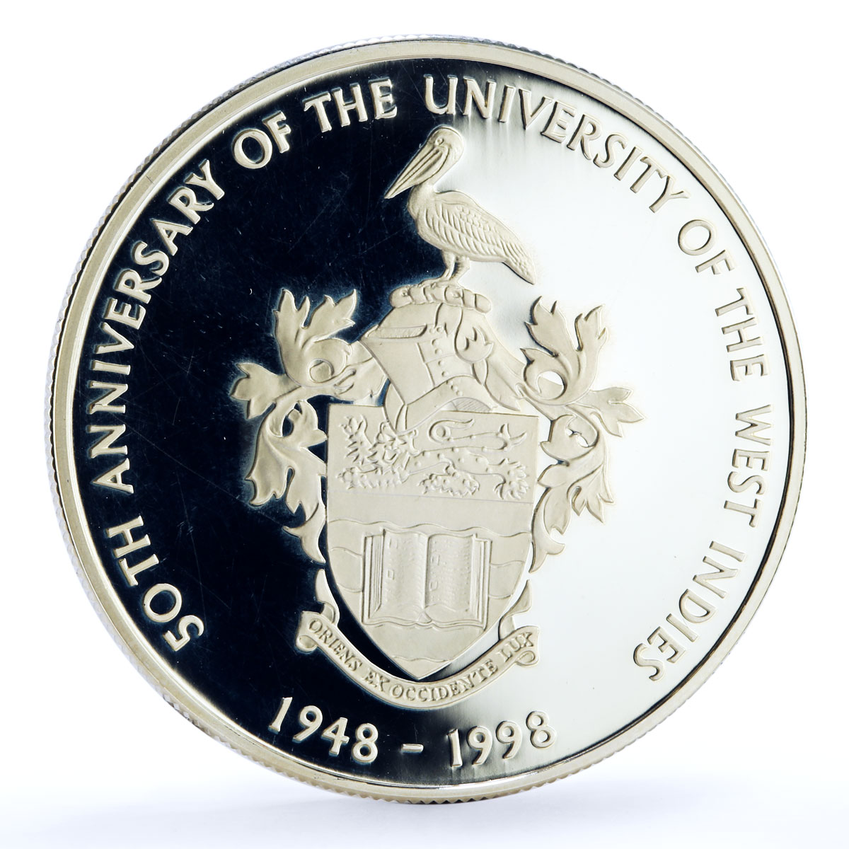 East Caribbean States 10 $ West Indies University Sir Arthur Lewis Ag coin 1998