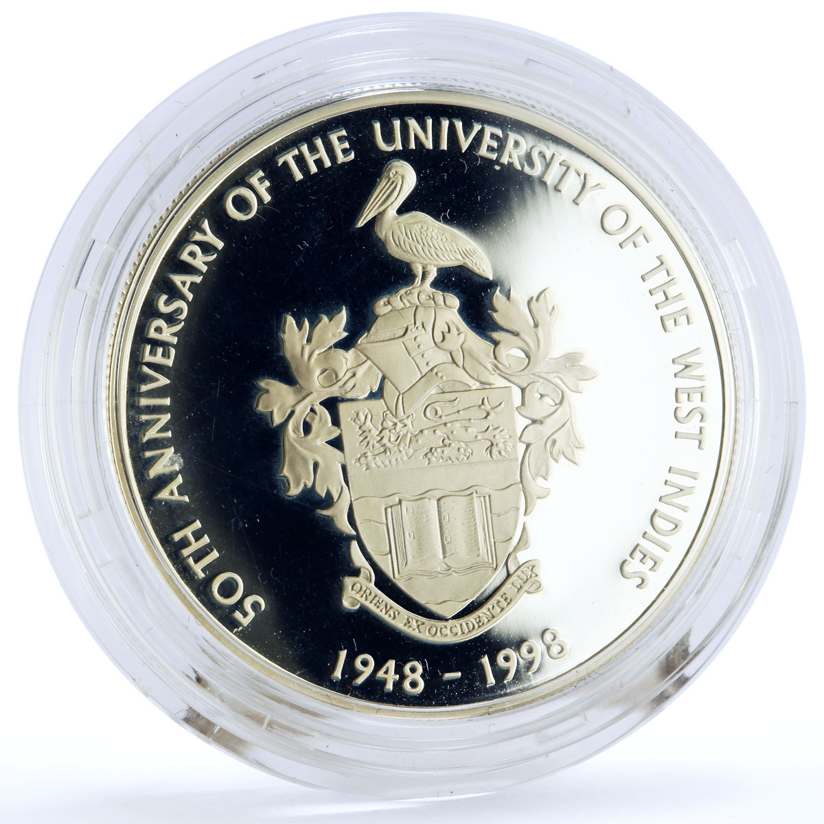 East Caribbean States 10 $ West Indies University Sir Arthur Lewis Ag coin 1998