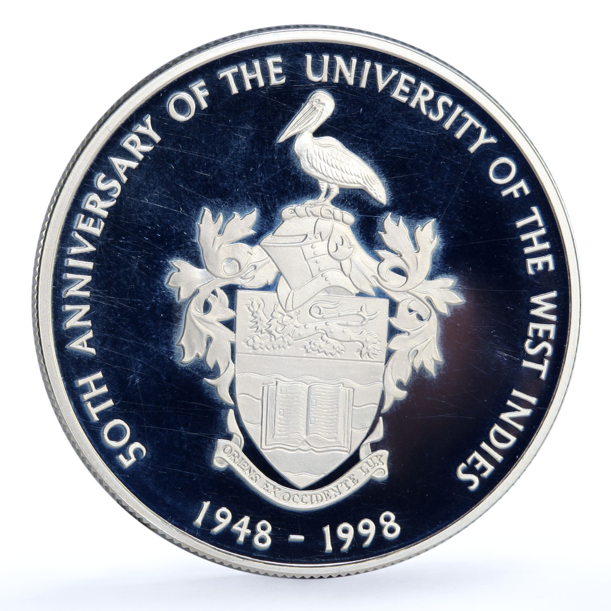 East Caribbean States 10 $ West Indies University Sir Arthur Lewis Ag coin 1998