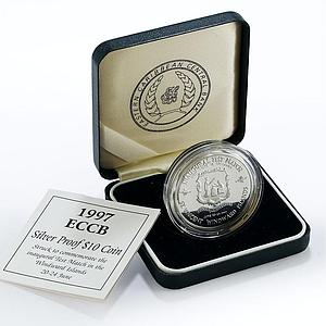 East Caribbean States 10 dollars Inaugural Test Match Sri Lanka silver coin 1997