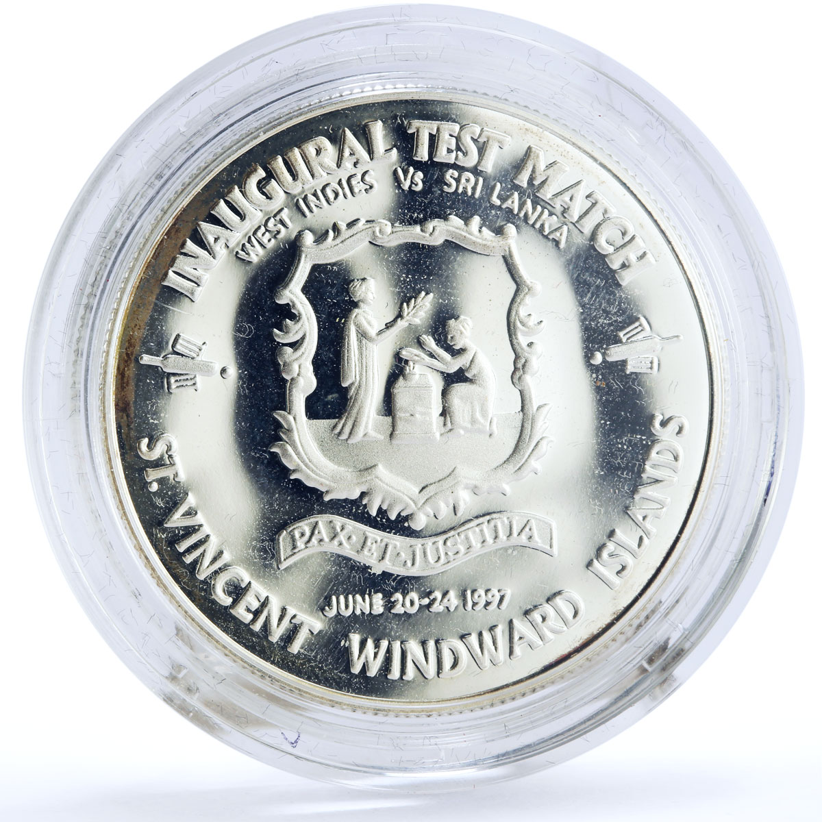 East Caribbean States 10 dollars Inaugural Test Match Sri Lanka silver coin 1997