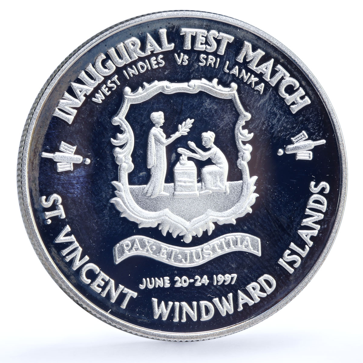 East Caribbean States 10 dollars Inaugural Test Match Sri Lanka silver coin 1997