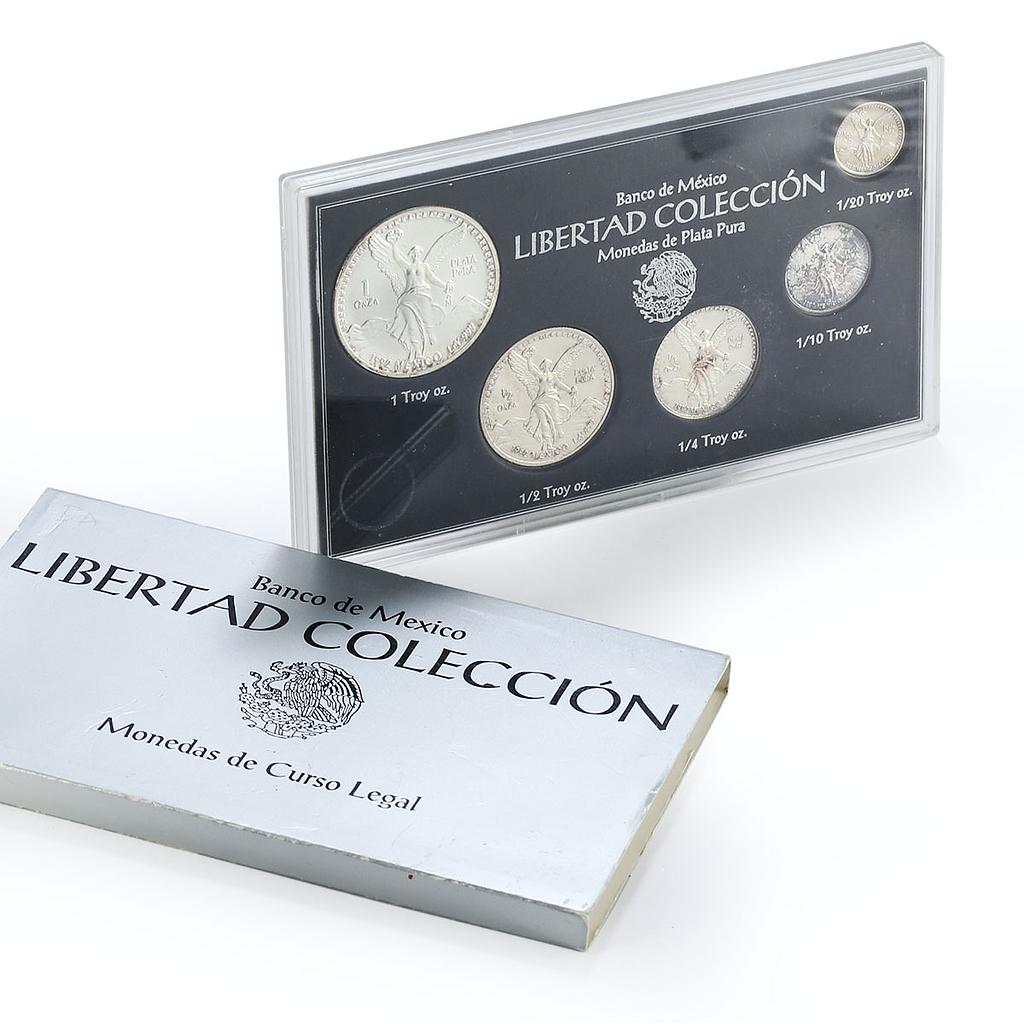 Mexico set of 5 coins Libertad Angel of Independence silver coins 1992
